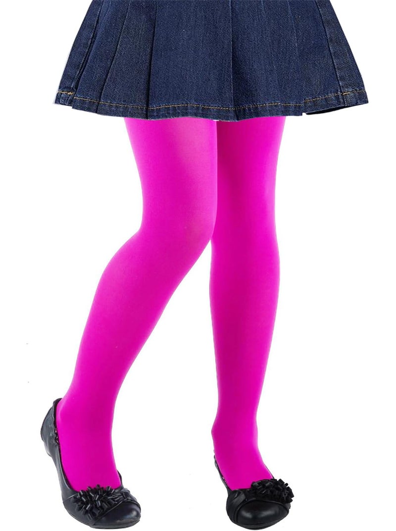 CHUNG Girls Light Weight High Stretchy Footed Legging Lights Students Ballet Bottom, Hot Pink, 8-11Y - Image 1